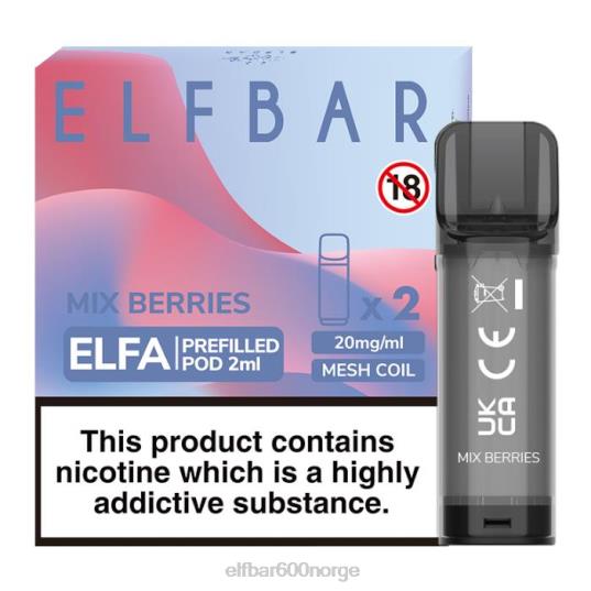 Elf Bar Norge Nikotin - ELFBAR elfa ferdigfylt pod - 2ml - 20mg (2 pakke) bland bær V4ZF4132