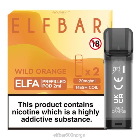 Elf Bar Vape - ELFBAR elfa ferdigfylt pod - 2ml - 20mg (2 pakke) vill appelsin V4ZF4133